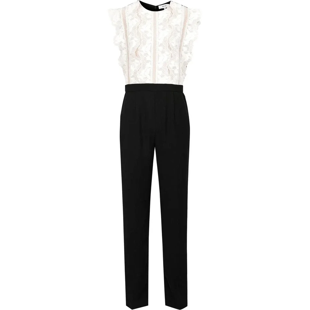 Reiss Suzy Lace Top Detail Jumpsuit Women's Size 4 (XS) Crew Neck Sleeveless